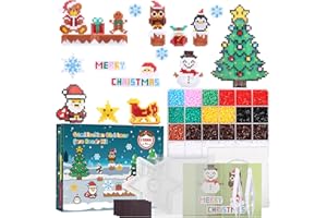 Moncolis 12000 Bügelperlen Set Weihnachten Kühlschrankmagnete Steckperlen mit Steckplatten Magnete Vorlagen Zubehör Kinder Jungen Mädchen Geschenk (10 Farben, 2.6mm)