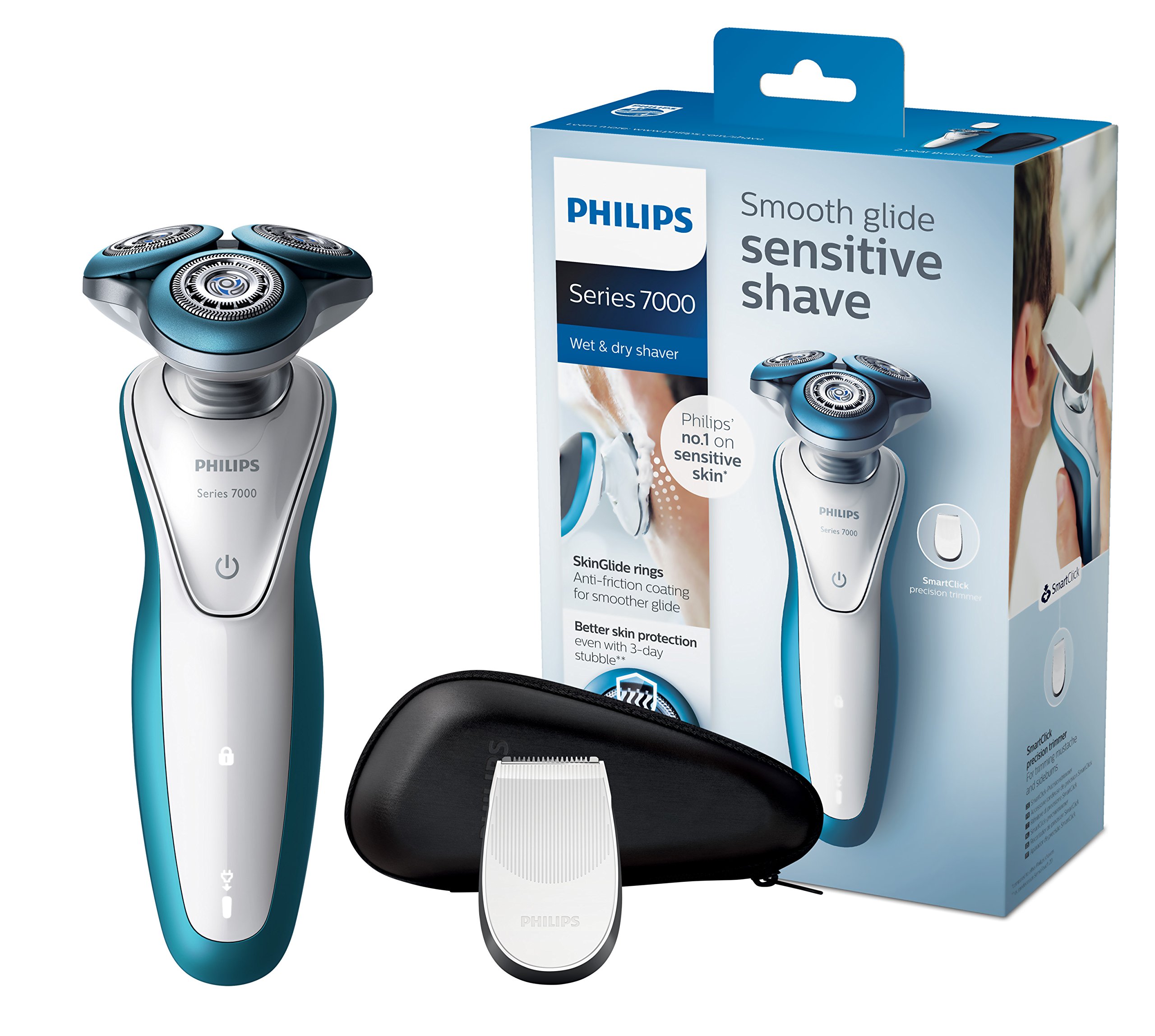 Philips-SHAVER-Series-7000-S7310-Rotacin-Recortadora-Azul-Color-blanco-Afeitadora-BateraCorriente-In-de-litio-Rotacin-Azul-Color-blanco-LED-Ergonomic
