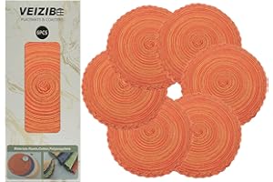 VEIZIBEE Tappetini da Tavolo，Resistente al calore intrecciato Pizzo Tovagliette da Pranzo Tappetini da Pranzo Lavabili Antiscivolo Rotondi Cucina Tavolo da Pranzo Stile Europeo (Arancia, 30cm)