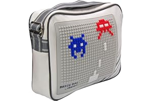 POP ART PRODUCTS Brick Bag - Messenger Bag with Pixel Bricks Supplied - Compatible with Lego (White)