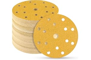 STEBRUAM 40 piezas Discos de Lija 150mm de Papeles de Lija 40 Grano 15 agujeros Ideal para 6 Pulgadas Lijadora Excéntrica y Lijadora Orbita