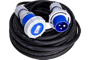VSDITALIA - Prolunga Elettrica Industriale Professionale da 20 Metri - Spina e Presa CEE 3 Poli, Cavo 3G2.5, protezione IP67, rivestimento cavo in neoprene 230 V /16 A