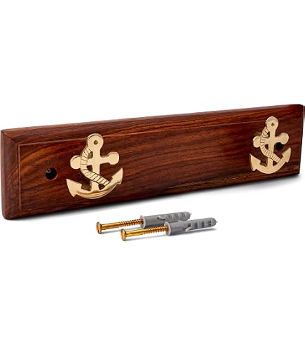 NKlaus Maritim Haken Anker 3-fach – Messing Gold, 9x11 Cm, Wand- Oder Türhaken