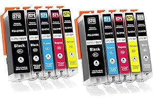 Supply Guy 10 XL kartridże z czipem kompatybilne z Canon PGI-570 CLI-571 MG7700 MG7750 MG7751 MG7752 MG7753 TS8000 TS8050 TS8051 TS8052 TS8053 TS9000 TS9050 TS9055