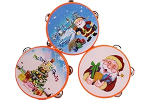 BEST&FREE Pandereta Infantil Navidad Como Instrumentos Musicales Infantiles: El Primer Paso De Tu Pequeño Hacia El Ritmo Y La Diversión Musical, Despertando Su Talento Desde Temprana Edad. (Naranja)