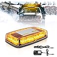 Amber Beacon Strobe Light Wireless Battery Rechargeable, 17 Flashing Mode, High Low Brightness, 48pcs Led, Roof Top Hazard Flash Warning Lights for Vehicles Trucks Snow Plows Postal Mail ATV UTV