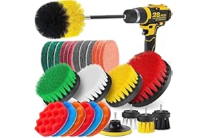 YIHATA Brosse Nettoyage Perceuse 28 pièces, Multifonctionnel Brosse pour Perceuse Voiture Carrelage Tapis Baignoire Cuisine Toilettes