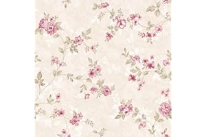 Yullpaper Papel Pintado Autoadhesivo Flores Rosas Vinilo Adhesivo Muebles Papel Pintado Pared Dormitorio Infantil rollo vinilo autoadhesivo Rosa vinilos para Armario muebles cocina 44,5 x 300cm
