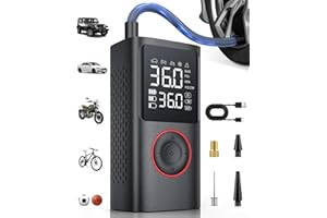 Powools Kabelloser Elektrische Luftpumpe, 150PSI Akku Kompressor Fahrradpumpe mit LED-Licht & Auto-Stopp, Wiederaufladbare Reifenpumpe für E-Bike, Auto, Motorrad, Bälle