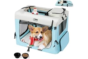Reerooh Dog Carrier Cat Carrier Bag, Foldable Fabric Car Dog Travel Crate, Portable Soft Pet Carrier for Transport, Breathable Carrier for Small with Cushion & Bowls