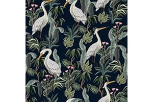 ReWallpaper 44.5cm×7m Papier Peint Adhesif Mural Chambre Bleu Vert Foncé Papier Adhesif Pour Meuble Motif Vintage Adhésif Decoratif Vert Feuillage Rouleau Adhesif Mural Decoratif Salle De Bain