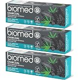 Biomed Charcoal Natural Toothpaste for Triple Whitening and Gum Care 100g (Pack of 3)