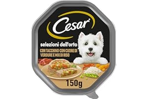 Cesar Cibo per cani Seleczioni dell'Orto con tacchino, con cuore di verdure e mix di riso, 150 g (confezione da 1), 14 ciotole