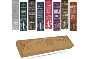 ANZON MORIES Lot de 48 marque-pages avec versets de la Bible en forme de croix, Marqueurs de livres laminés avec boîte de rangement, excellent cadeau religieux chrétien pour hommes, femmes, enfants, d'église