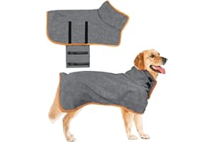Virtue Yun Hundebademantel, Mikrofaser Hunde Bademantel Badetuch, Hunde Bademantel Mikrofaser Schnelltrockend, Saugfähiger Hunde Bademantel Mit Klettverschluss (M)