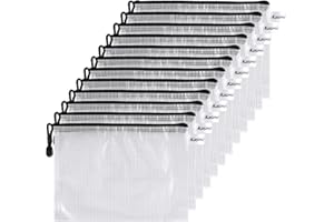 Pochette Document Zip A5 Kasimir 12 Pcs Chemise Paquet Portefeuille Pochette Document Dossier Sac Chemise en Plastique Fournitures Bureaux Voyage Pochette en PVC Etanche Document Zip Dossier Noir