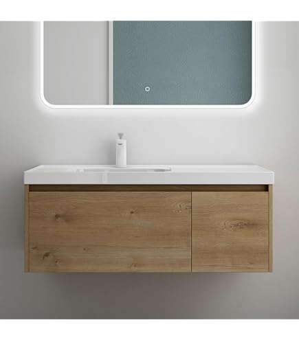 Meuble Simple Vasque 60cm Avec Miroir 3 Couleurs Et Dimmable Anthracite 92600539