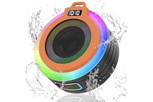 Conyat Altavoz Ducha Bluetooth 5.4, Impermeable IPX7 Altavoz Bluetooth Portátil Sonido Stereo 360° con Ventosa y acollador, Altavoz Inalámbrico Bluetooth para Hogar Fiesta Ducha Baño, Naranja