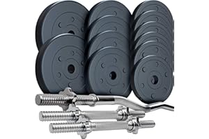 ‎SCSPORTS ScSPORTS® Hantelset - 55/27,5 kg, Verstellbar, Kurzhantelstangen, SZ-Stange, Gewichte 10/5/2,5/1,25kg, Ø31 mm, Sternverschluss, Schwarz - Hantelstangen mit Gewichten, Kurzhanteln