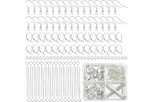 KAHOUI Ohrringe Selber Machen Set, S925 Sterling Ohrringe Basteln Ohrstecker Rohlinge und Butterfly Verschluss, Silber Set Perlenweben & Schmuckherstellung, Schmuck Selber Machen für Armbänder Ohrhaken (120)