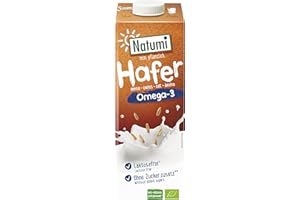 ‎NATUMI Natumi Bio-Haferdrink Omega 3, 8 x 1L - laktosefrei, hergestellt mit deutschem Hafer, angereichert mit Omega 3, biologisch, vegan, milchfreie Alternative