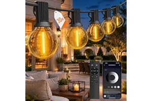 GLUROO Utomhus Ljusslinga LED 30M med App och Fjärrkontroll, Dimmbar LED G40 Ljusslinga för Utomhusbruk, Plast Vattentät Glödlampor, för Trädgård, Gård, Jul, Bakgård, Fest