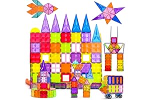DXJXMAX Bloques Construcción Magnéticos 105 Piezas, Construcciones Magneticas Niños Bloques Magnéticos 3D, Juguetes Magnéticos Construcción Stem Creatividad y Educación para Niños y Niñas de 3 Años