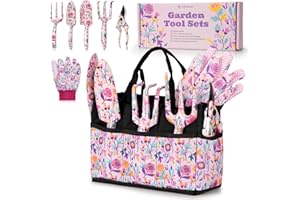 Gardening Gifts for Women Mum - Velway 6PC Floral Print Metal Garden Tools Set with Bag Ideal Gardening Gifts for Ladies Gardeners Mothers Day Christmas Birthday