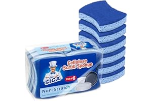 MR.SIGA Éponge à Récurer en Cellulose Anti-Rayures, Éponge à Vaisselle Double Face pour Cuisine, Lot de 12