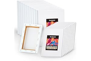Shuttle Art 20 PCS Stretched Blank Canvas Boards, 5x7, 8x10 Inches (10 of Each), 100% Cotton, Primed White Painting Canvas, For Acrylic, Oil, Acrylic Pouring