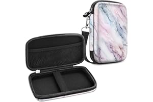 FINTIE Housse pour HP Sprocket Plus Portable Imprimante - EVA Étui Rigide de Protection Transport Case Sacoche de Transport avec Poche Intérieure/Sangle Amovible, Marble Rose