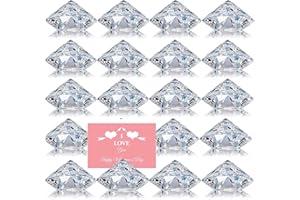 BSTMOME 20 PCS Diamond Place Card Holders Wedding Table Number Holder Acrylic Crystal Table Card Stands Clear Tabletop Card Stands for Weddings Baby Shower Table Card Decoration (Crystal Clear)