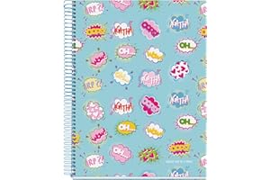 Miquelrius - A4 Notebook, 120 Sheets of 70 g/m², 5 x 5 mm Grid, 4 Coloured Stripes, 4 Drills, Hard Cover, Wow! Collection, Agatha Ruiz de la Prada