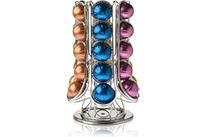 Peak Coffee Soporte para Cápsulas Para más de 30 Cápsulas Nespresso Vertuo Vertuoline, Almacenamiento Adicional Disponible Dentro del Carrusel, Organizador de Almacenamiento de Cápsulas