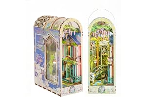 Tonecheer Book Nook Kit med dammskydd och LED-ljus, 3D-pussel, bokstöd av trä, kreativt bokstöd för bibliotek, gör-det-själv