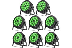 Ukfog 200 W 18 LED Par de faros 8 CH luz LED RGBW+DMX Strobe Sound Modo Activo LED Luces de escenario Foco de discoteca Luz de fiesta para Boda/Fiestas/Iglesia/Club/DJ Live Show (8 unidades)