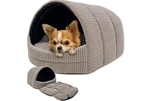 ODOLPLUSZ Hundehütte Hundehöhle Exklusives Haus Hund oder Katze | 2 Größen Komfortabel und Waschbar (Beige aus Cord, M)
