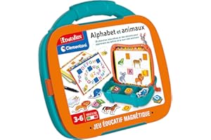 Clementoni | Mallette Magnétique Alphabet et Animaux 3–5 Ans | Lettres Aimantées, Ardoise Effaçable, Livret Éducatif Inclus | Activité Éveil Montessori | Jeu Transportable Maternelle