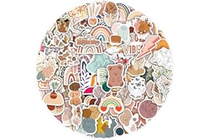REEKNOKOL 100 Pezzi Stickers Aesthetic, Adesivi Scrapbooking, Sticker Aesthetic, Adesivi Vinilici Impermeabili per Bottiglie d'Acqua, Scrapbooking, Diario, Computer Portatile（Boho 1）