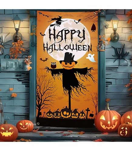 Halloween-Türdekoration Banner – Stoff-Banner 88 X 178 Cm Für Party & Fotohintergrund