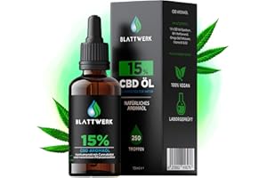 ‎BLATTWERK360 CBD Öl 15% - Vollspektrum Extrakt CBD Tropfen - Deutsche Qualitätsmarke - Cannabidiol Tropfen - Echtes Cannabisöl - Deine natürliche Alternative - 10ml - 250 Hanföl Tropfen - 1500mg CBD - BLATTWERK