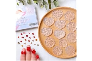 ‎KEOKER KEOKER Flower Polymer Clay Molds - 12 Pieces Rose and Leaf Polymer Clay Molds for Jewelry Making, Daisy Miniature Clay Molds, Earrings, Decoration (12 Pieces)