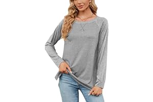 Migcaput Felpa da donna basic girocollo a maniche lunghe autunno inverno maglione casual top magliette