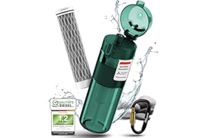 BERGKVIST® Outdoor Bouteille filtrante FJÄLLKLAR (500 ml) - Gourde avec filtre d'AHLSTROM® pour de l'eau potable propre en camping, randonnée et aventures de survie - Vert