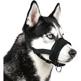 AUAUY Nylon Muzzle for Dogs, Adjustable Loop Muzzle, Black (S) | Breathable and comfortable, to prevent biting and barking, b