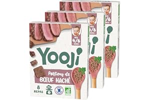 Yooji - Portions de boeuf haché français bio dès 6 mois - Pour 24 repas bébé - Lot 3x80g
