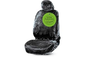 ‎WALSER Walser Autositzbezug Teddy, Sitzbezug Kunstfell, Auto-Schonbezug in Lammfell-Optik, Flauschiger Plüsch-Schonbezug vegan anthrazit