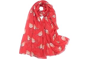 CLAUDIA&JASON Claudia & Jason® Watercolour Robin Bird Printed Large Fashion Scarf Wraps Shawls Scarves For Ladies Women Oversized