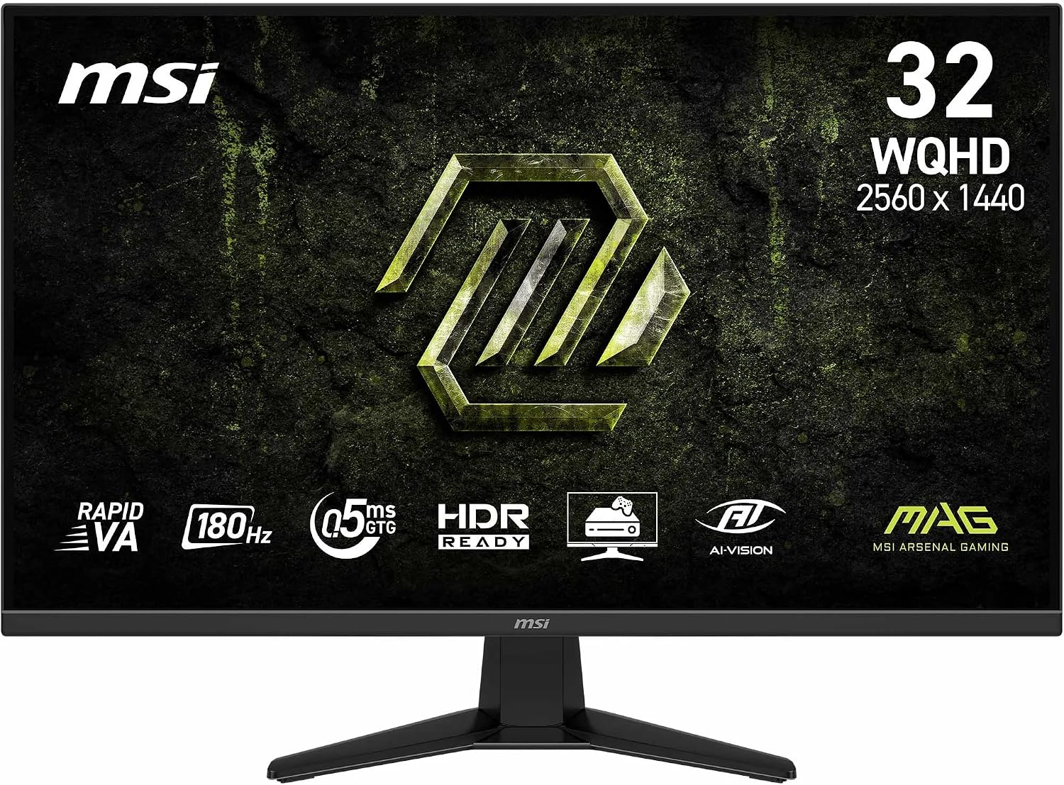 MSI MAG 325QFA E18V Monitor gaming 32"resolución WQHD, Rapid VA 2560x1440, 180Hz, 0,5ms, compatible con HDR, protección ocular, HDMI 2.0b, DP 1.4a, inclinación ajustable, compatible VESA, color negro