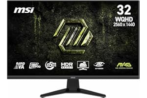 MSI MAG 325QFA E18V Monitor gaming 32"resolución WQHD, Rapid VA 2560x1440, 180Hz, 0,5ms, compatible con HDR, protección ocular, HDMI 2.0b, DP 1.4a, inclinación ajustable, compatible VESA, color negro